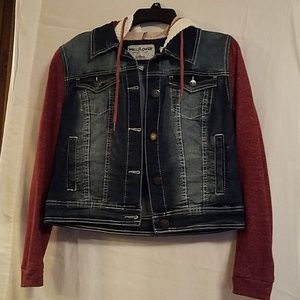 Casual denim/hooded sweatshirt jacket